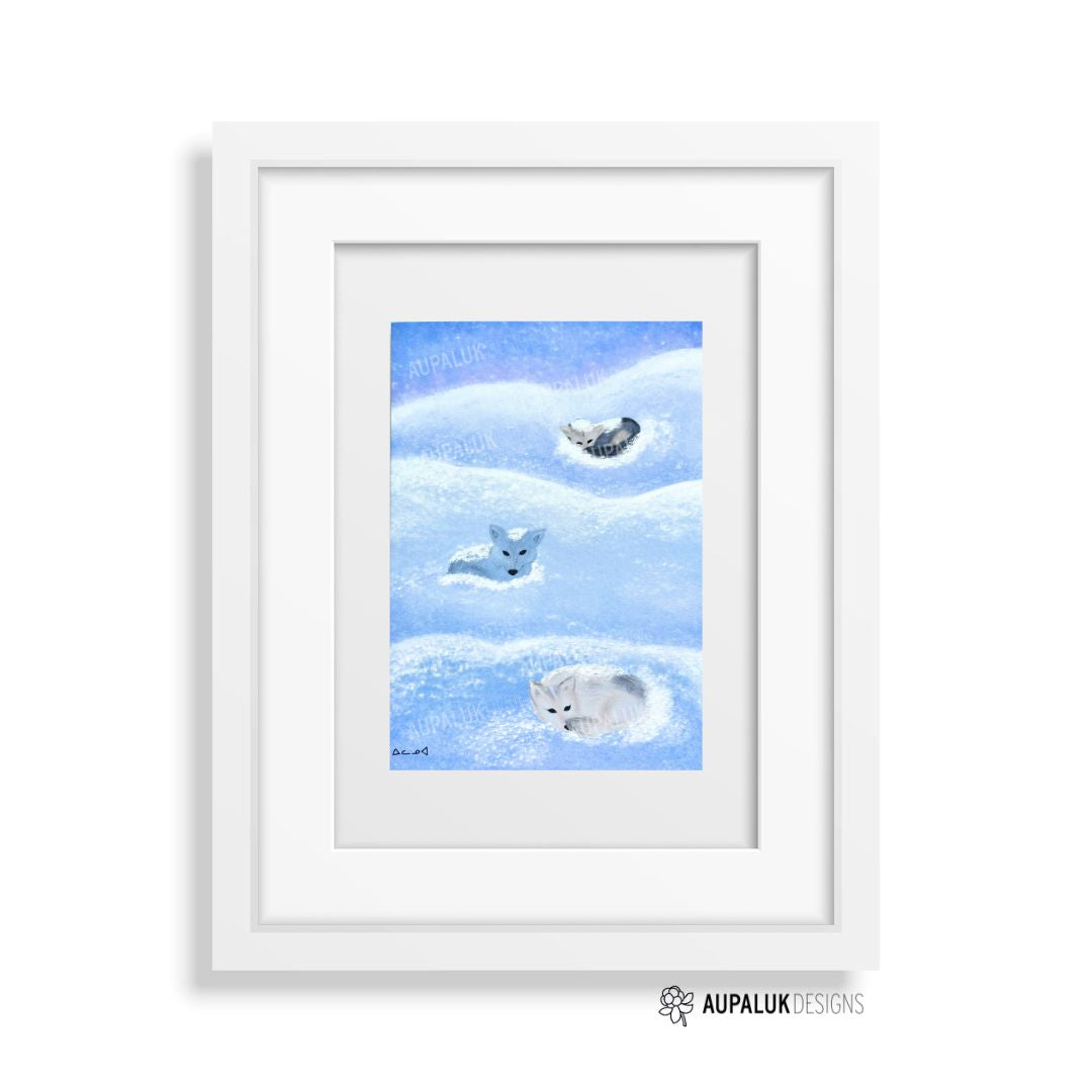 5x7 Art Print - Huskies in Snow