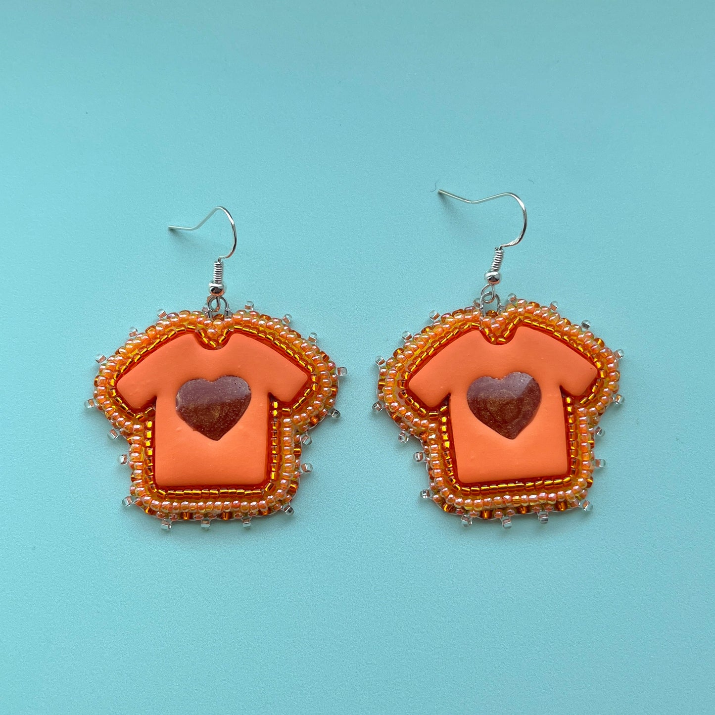 Orange Shirt Beaded Polymer clay Earrings