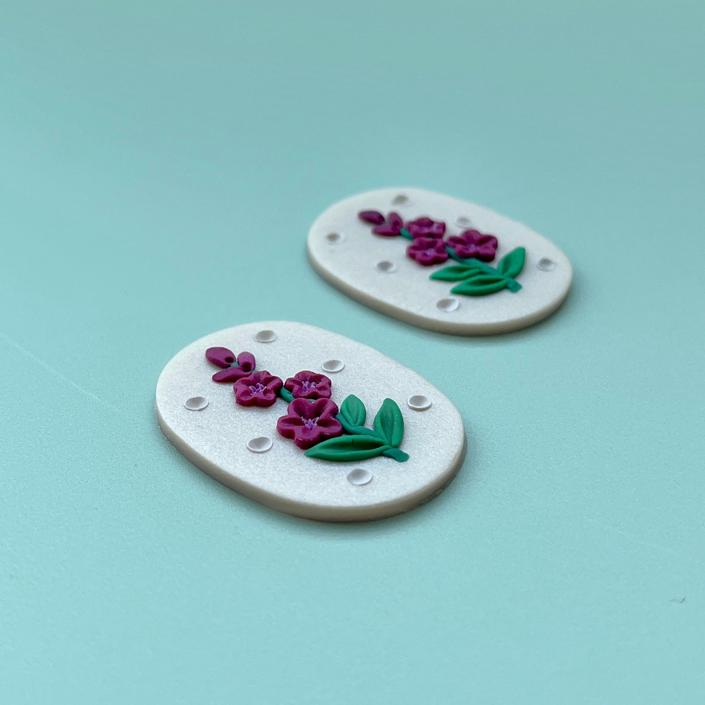 Fireweed on Pearl Polymer Clay Handmade Cabochon, Large