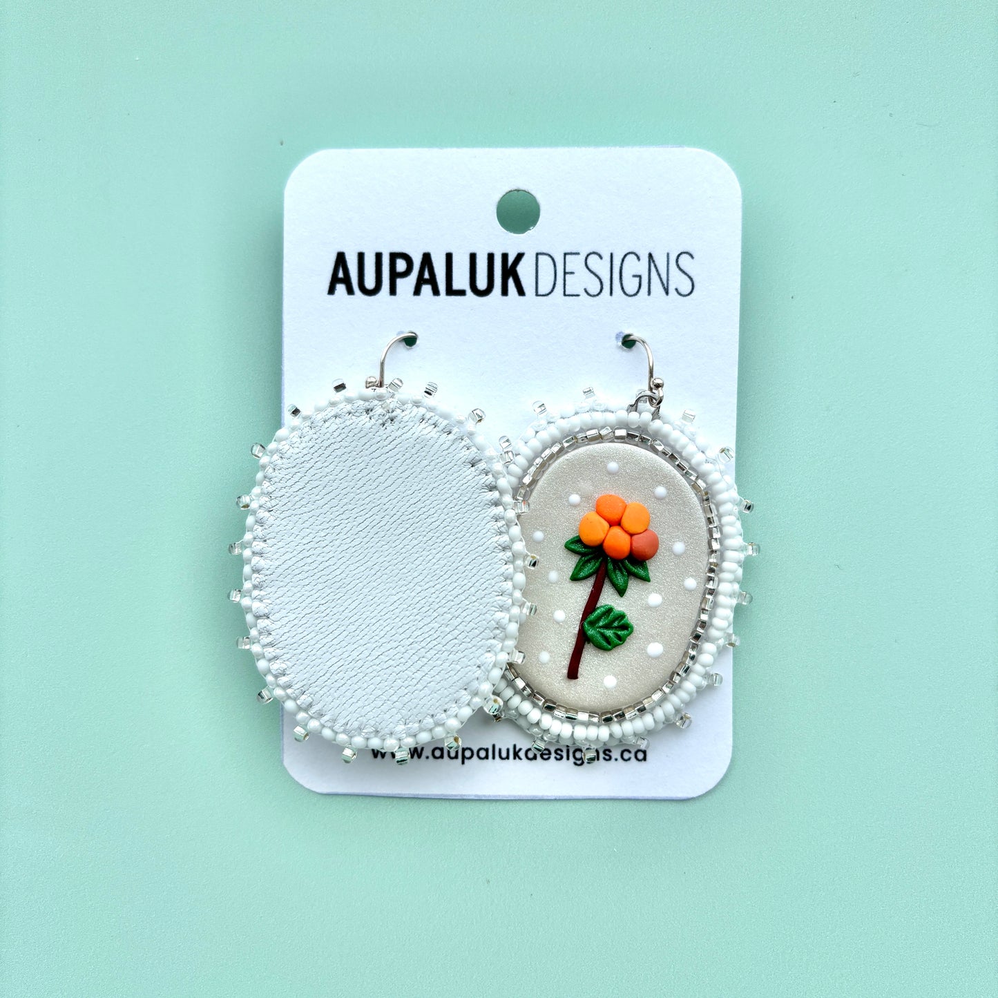 Aqpik Beaded Polymer Clay Earrings Large, Pearl