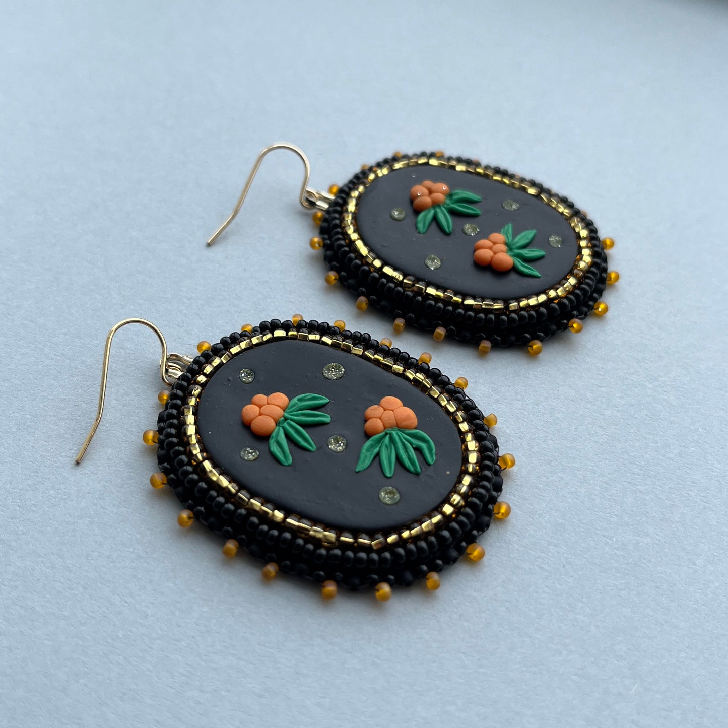 Aqpik Beaded Polymer Clay Earrings Large, Black
