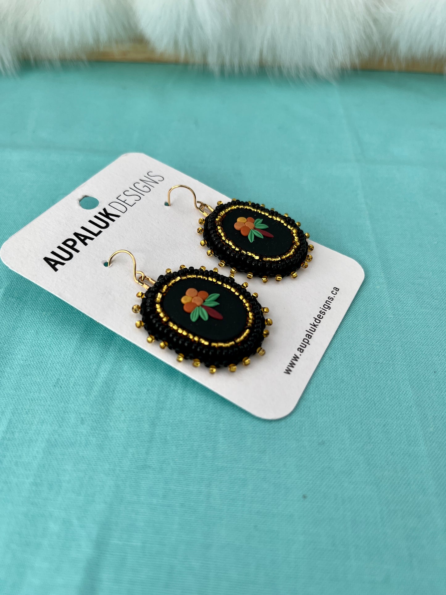 Aqpik Beaded Polymer Clay Earrings Small, Black