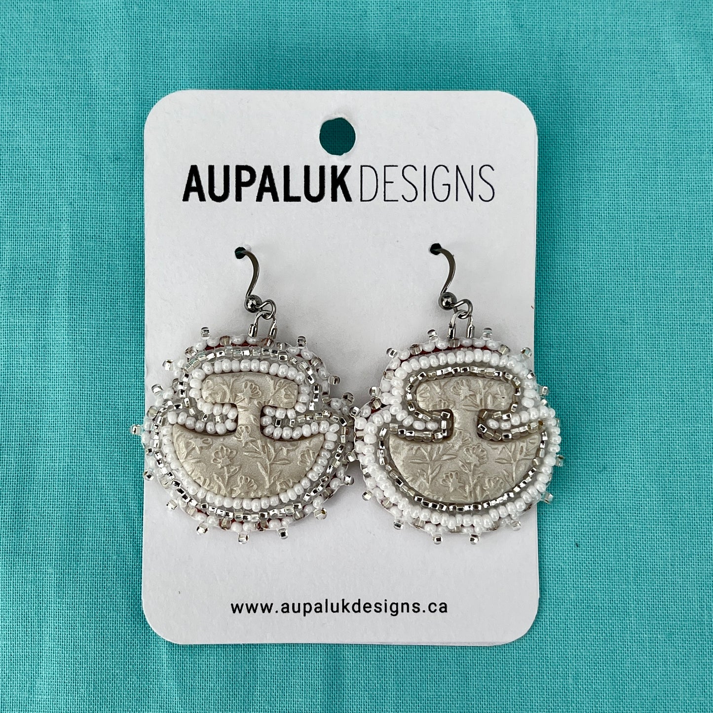 Ulu Beaded Polymer Clay Earrings Small, Pearl