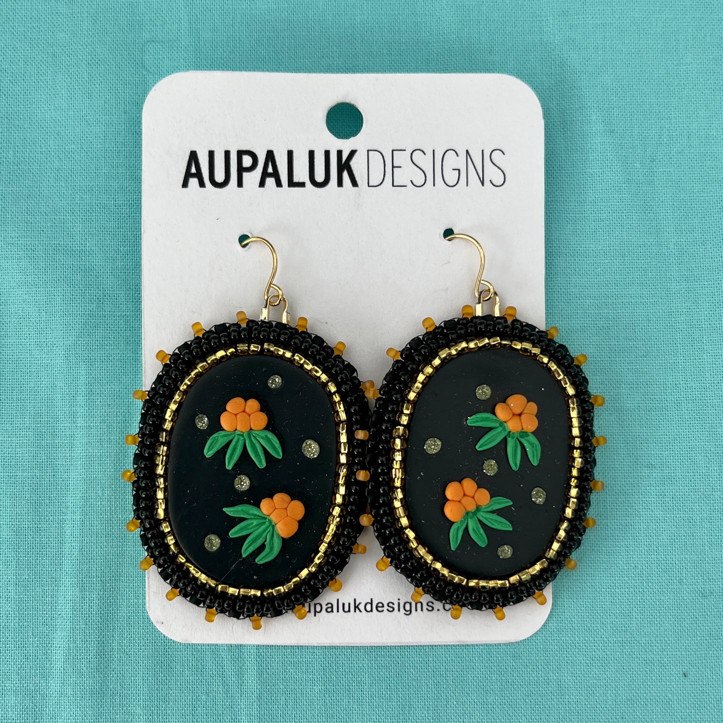 Aqpik Beaded Polymer Clay Earrings Large, Black