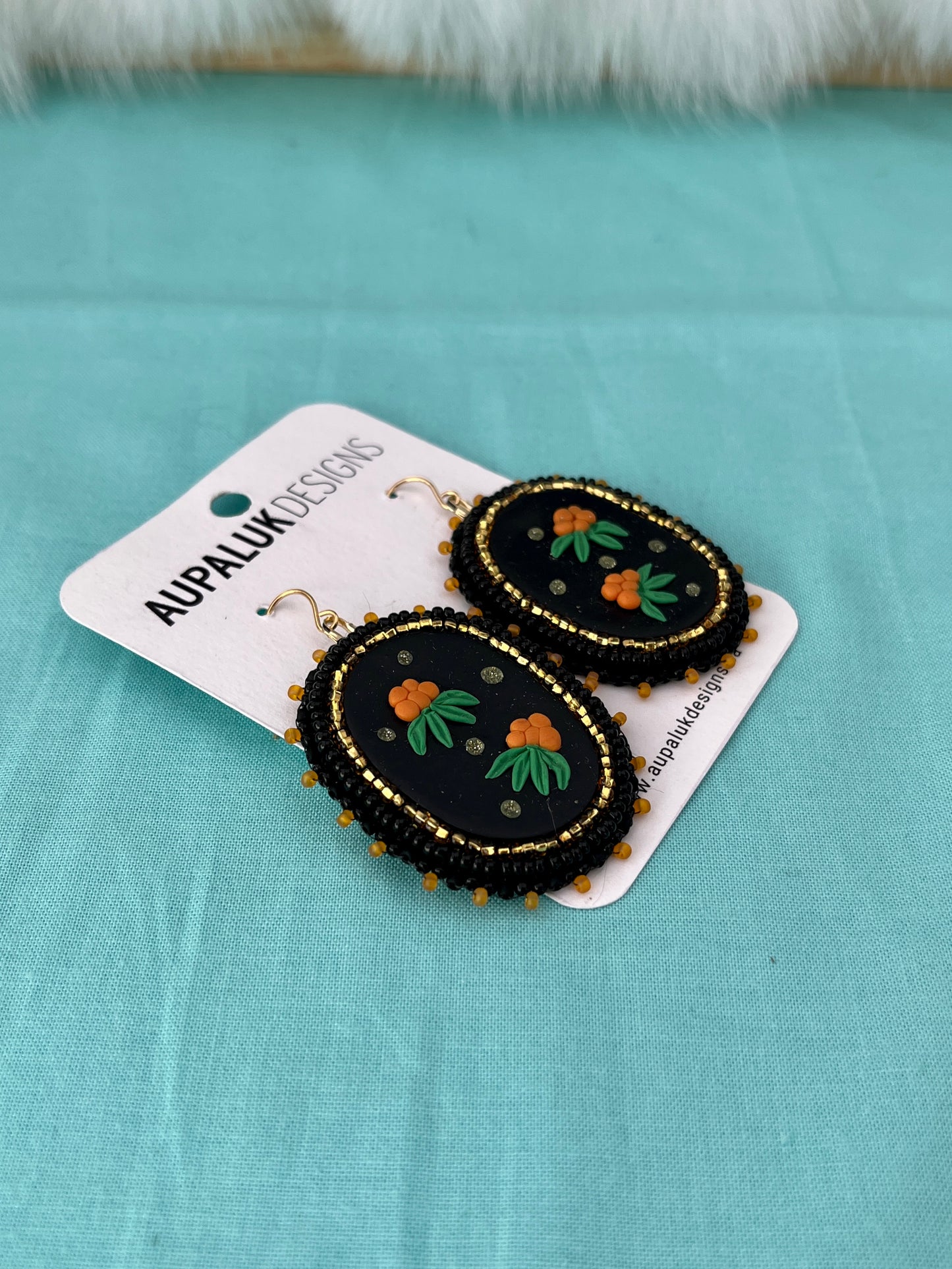Aqpik Beaded Polymer Clay Earrings Large, Black