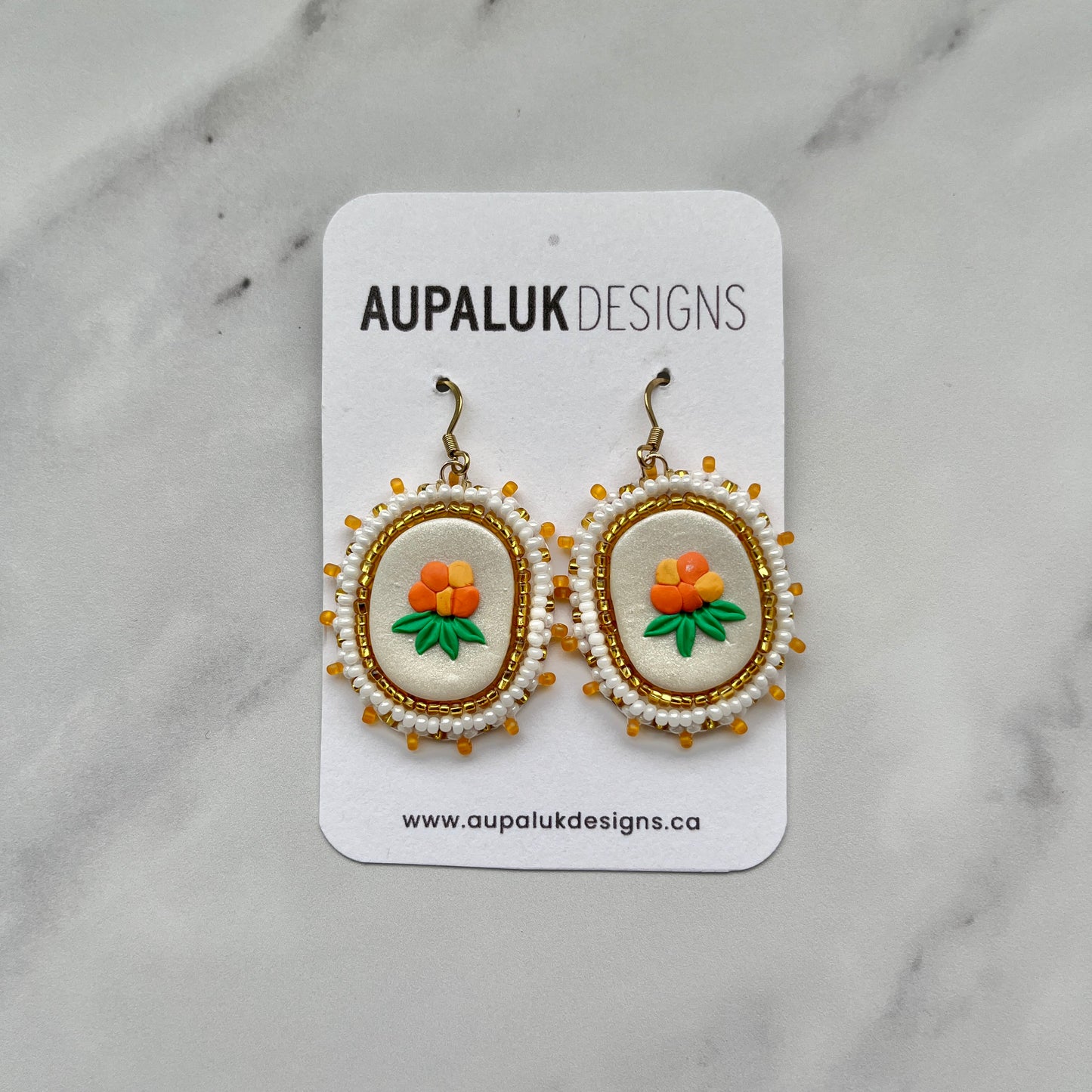 Aqpik Beaded Polymer Clay Earrings Small, White