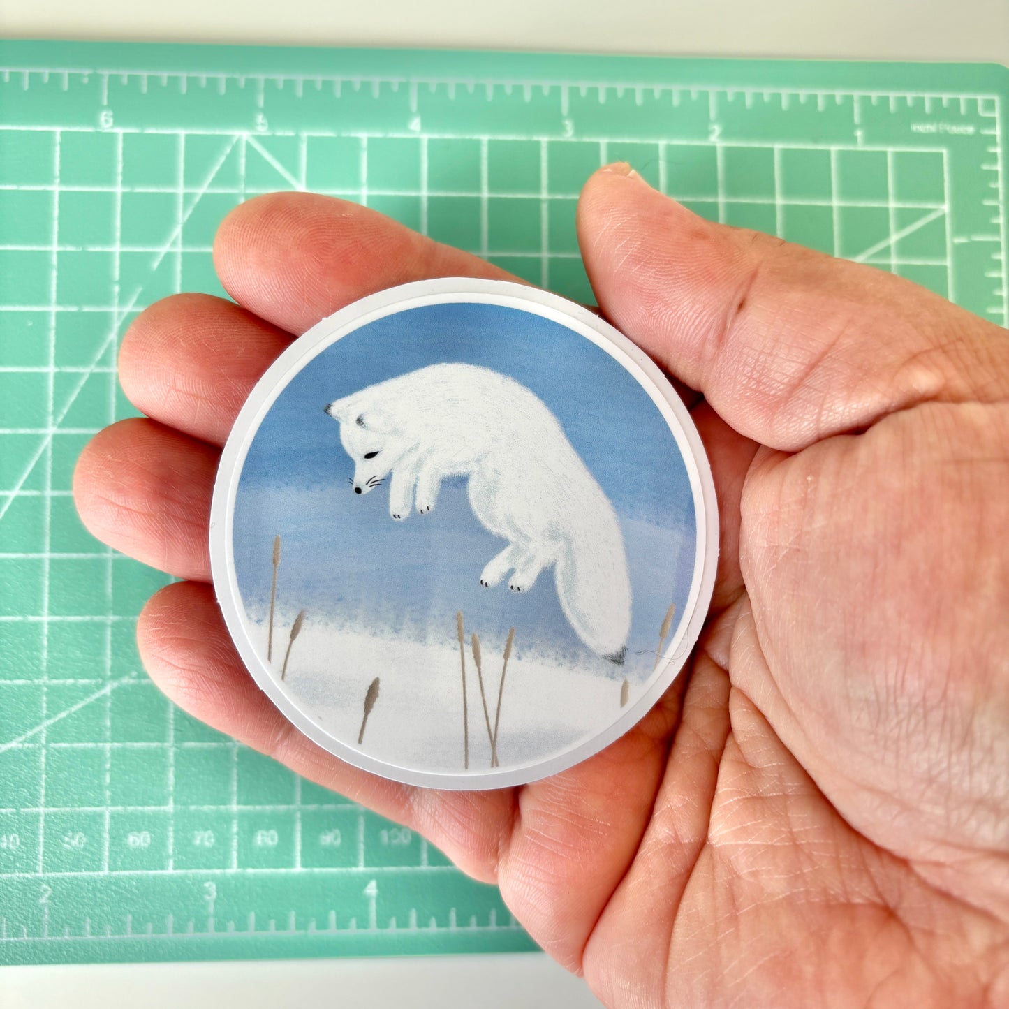 Arctic Fox Art Sticker