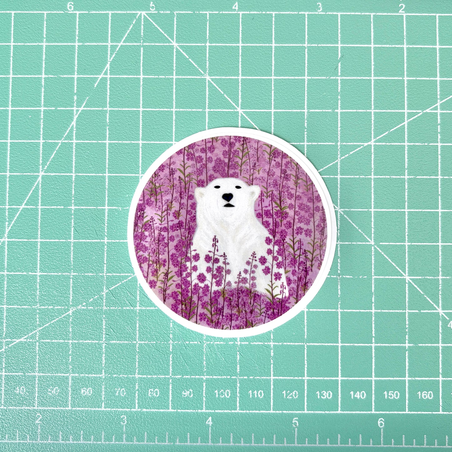 Polar Bear in Fireweed Art Sticker