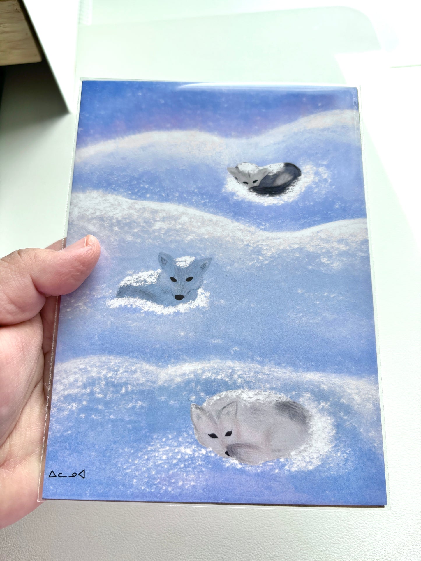 5x7 Art Print - Huskies in Snow