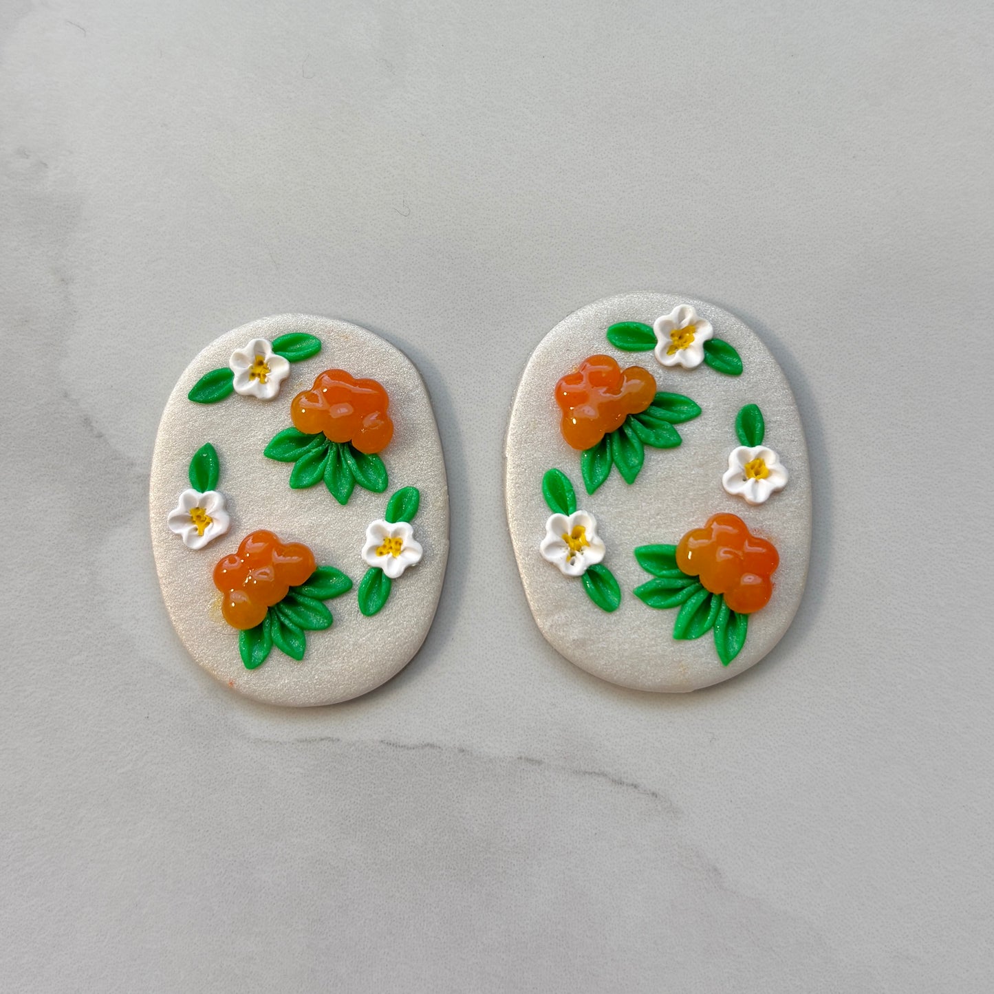 Aqpik on Pearl Polymer Clay Handmade Cabochon, Large