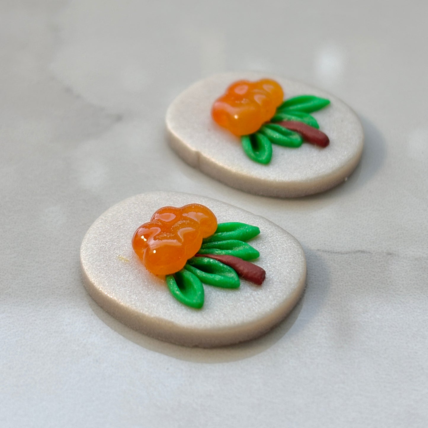 Aqpik on Pearl Polymer Clay Handmade Cabochon, Small