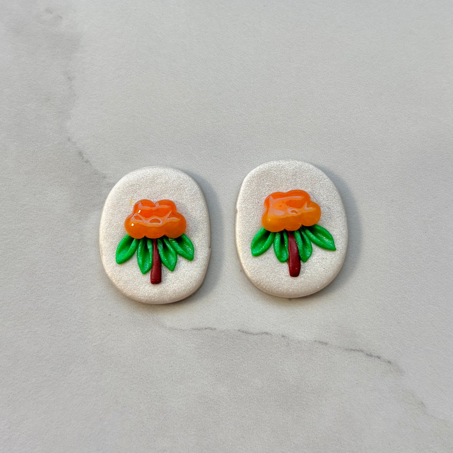 Aqpik on Pearl Polymer Clay Handmade Cabochon, Small