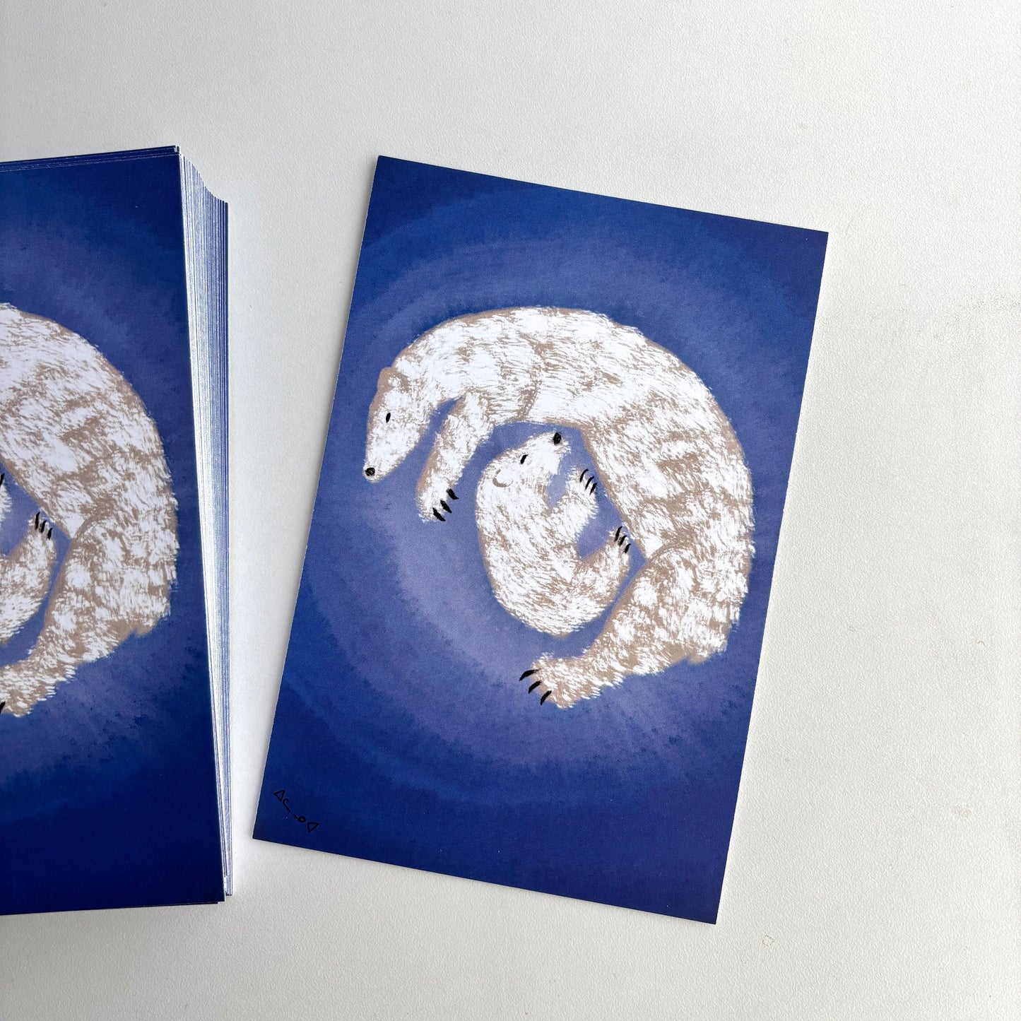 Art Postcard - Polar Bear and Baby