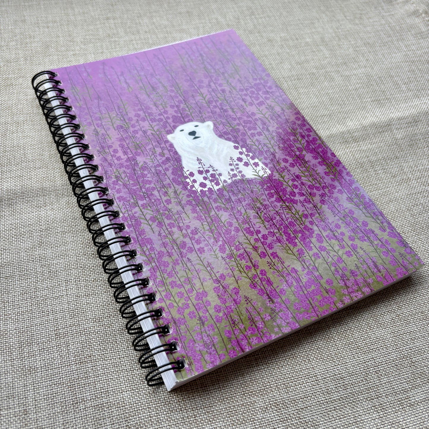 Polar Bear in Fireweed Spiral Notebook