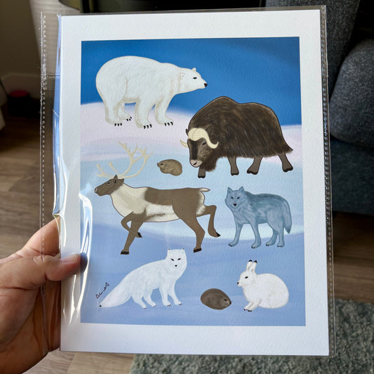 8x10 Art Print - Arctic Land Animals