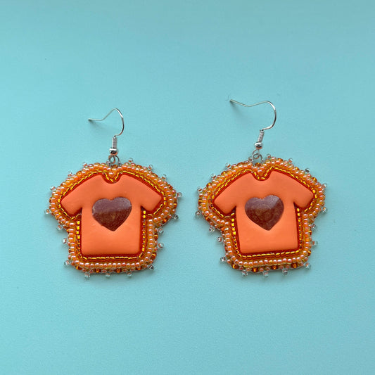 Orange Shirt Beaded Polymer clay Earrings