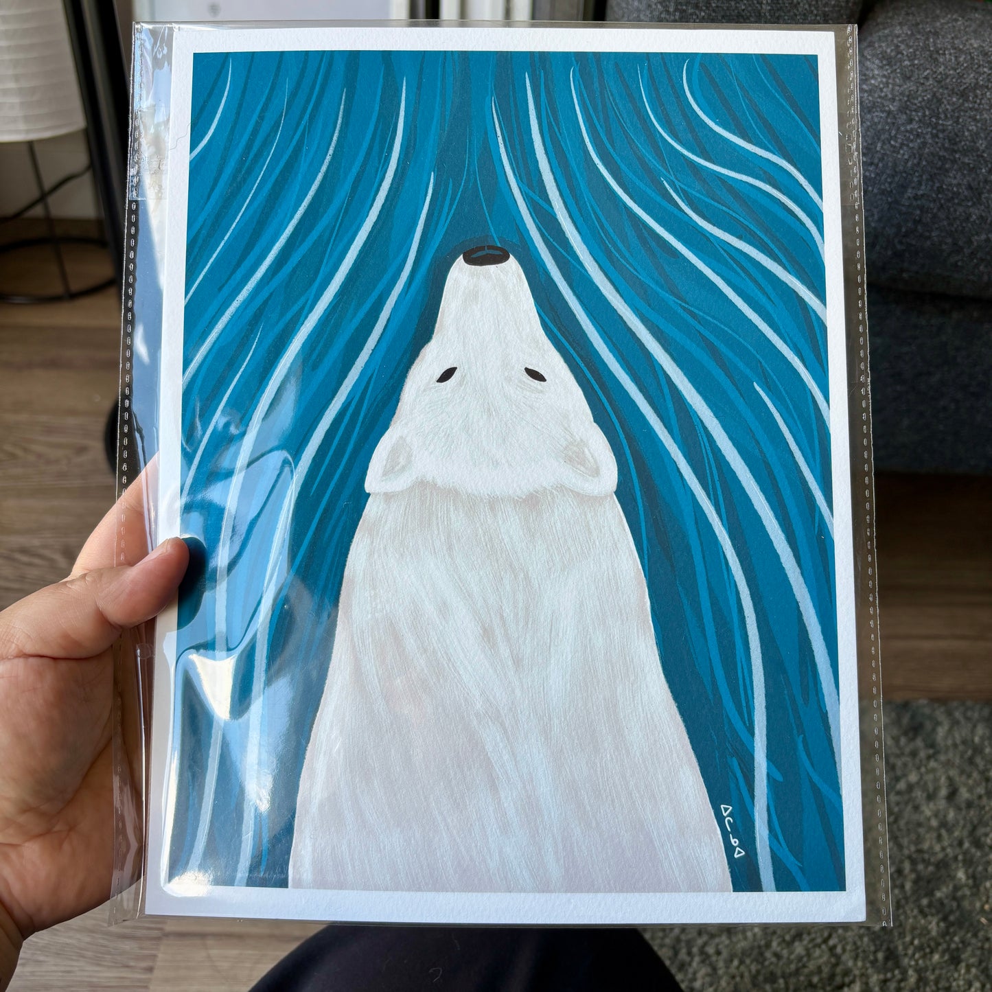 8x10 Art Print - Swimming Polar Bear