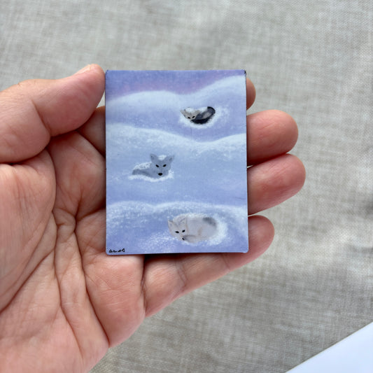 Printed Magnet - Huskies in Snow