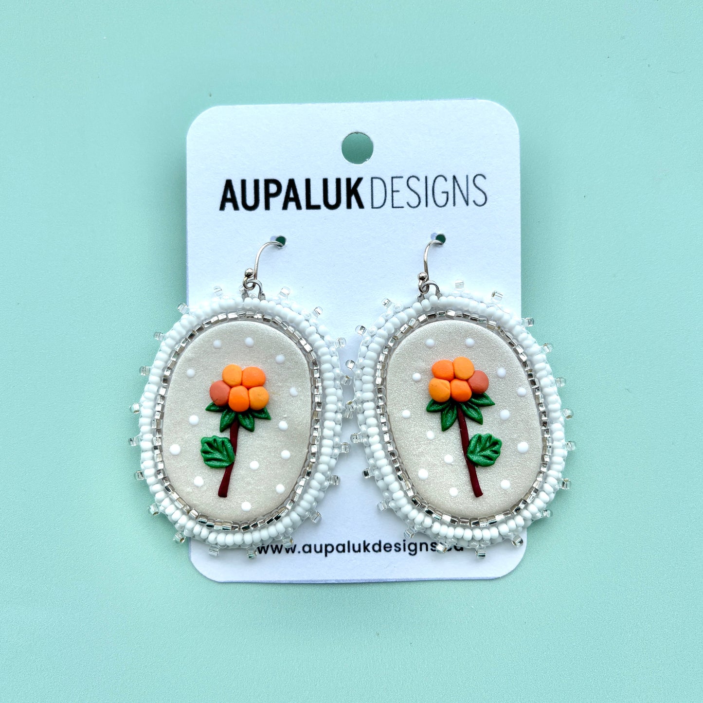 Aqpik Beaded Polymer Clay Earrings Large, Pearl