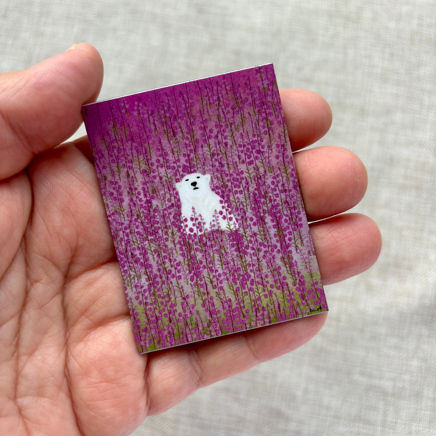 Printed Magnet - Polar Bear in Fireweed