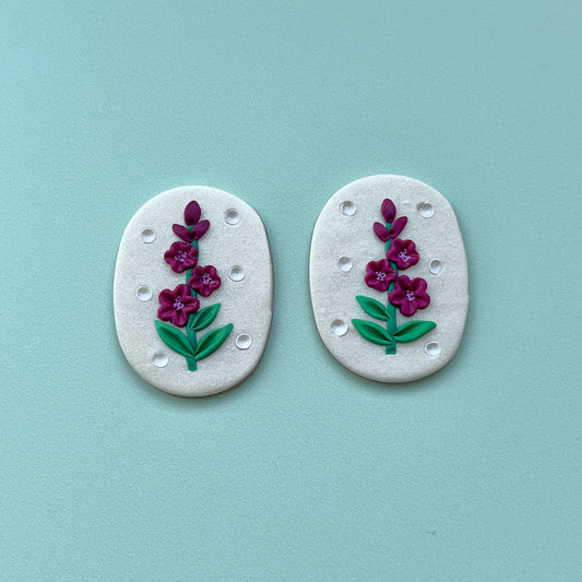 Fireweed on Pearl Polymer Clay Handmade Cabochon, Large