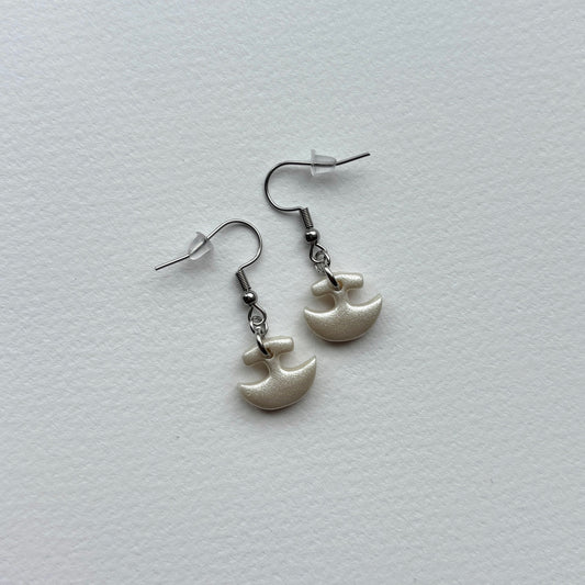 Ulu Drop Stud Earrings, Polymer Clay Pearl
