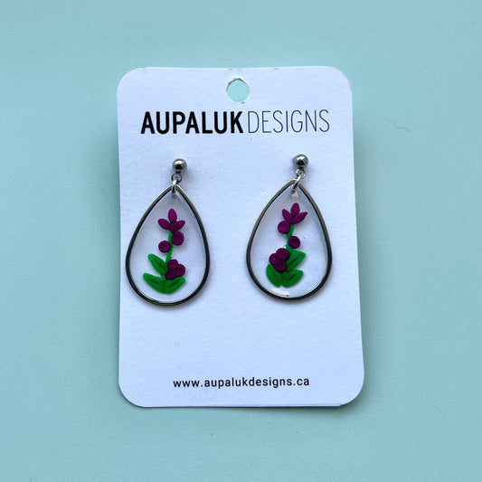 Fireweed Resin and Polymer Clay Earrings, Teardrop