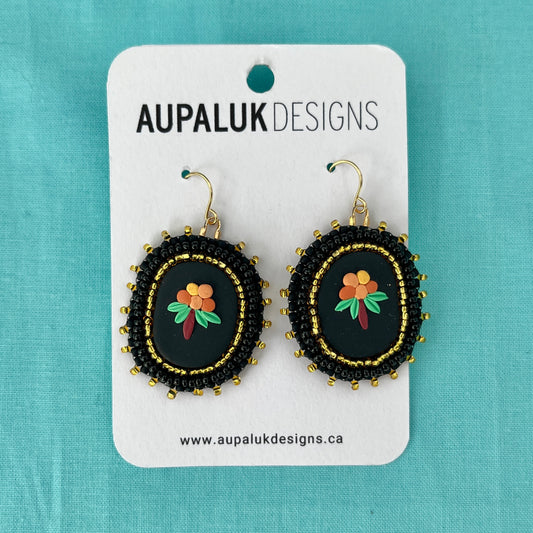 Aqpik Beaded Polymer Clay Earrings Small, Black