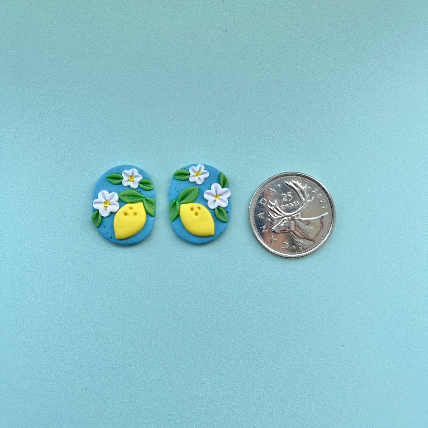 Lemon Polymer Clay Handmade Cabochon, Small