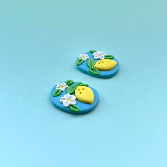 Lemon Polymer Clay Handmade Cabochon, Small