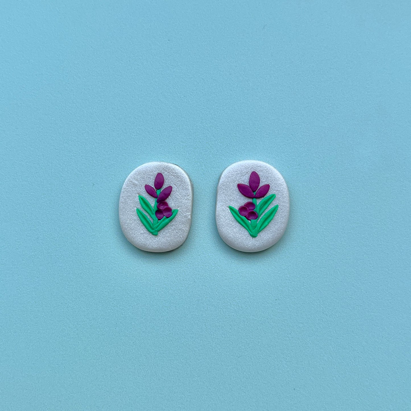 Fireweed on Pearl Polymer Clay Handmade Cabochon, Small