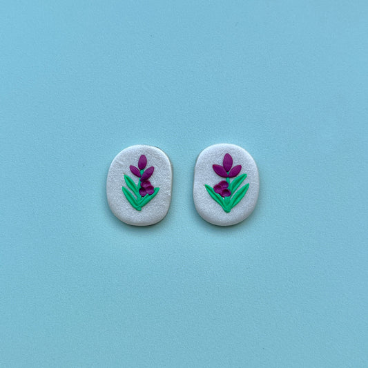 Fireweed on Pearl Polymer Clay Handmade Cabochon, Small