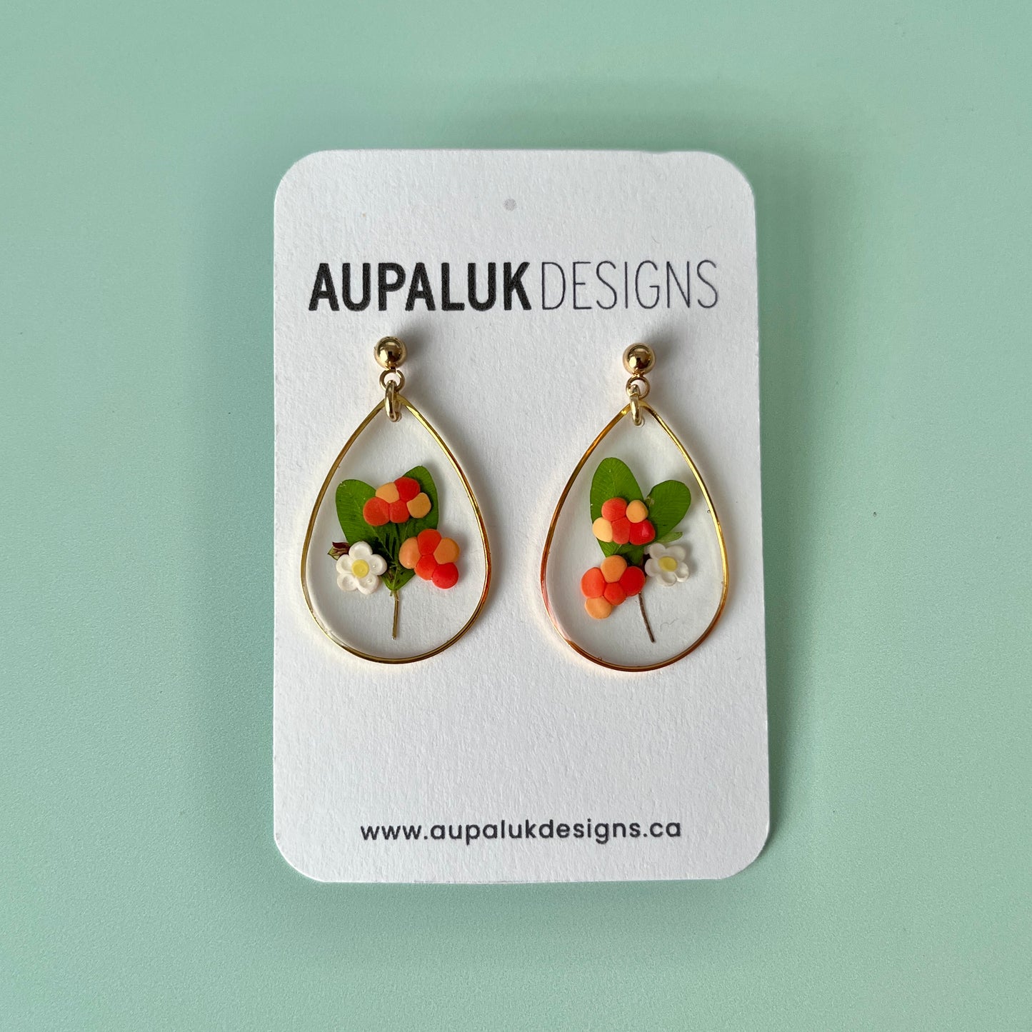 Aqpik Resin and Polymer Clay Earrings, Teardrop