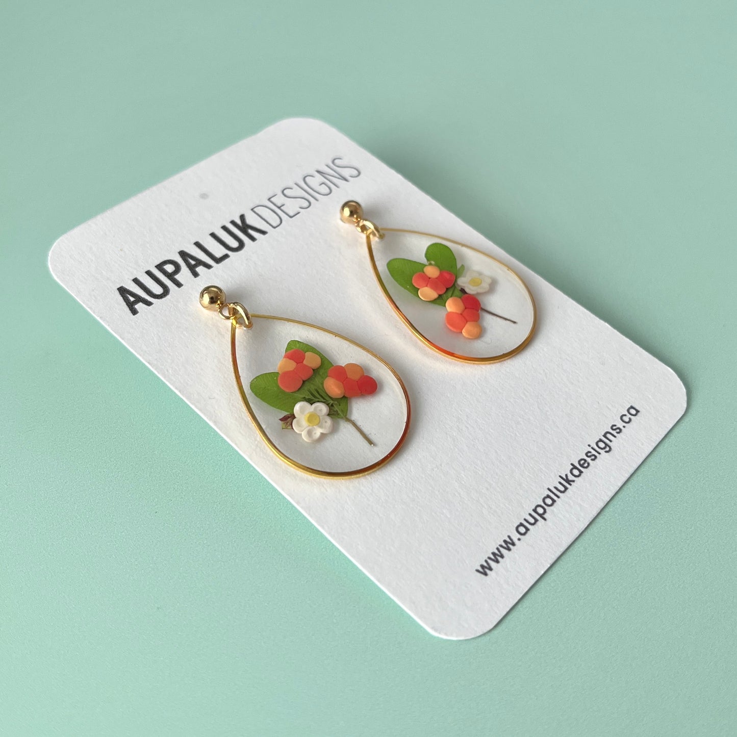 Aqpik Resin and Polymer Clay Earrings, Teardrop