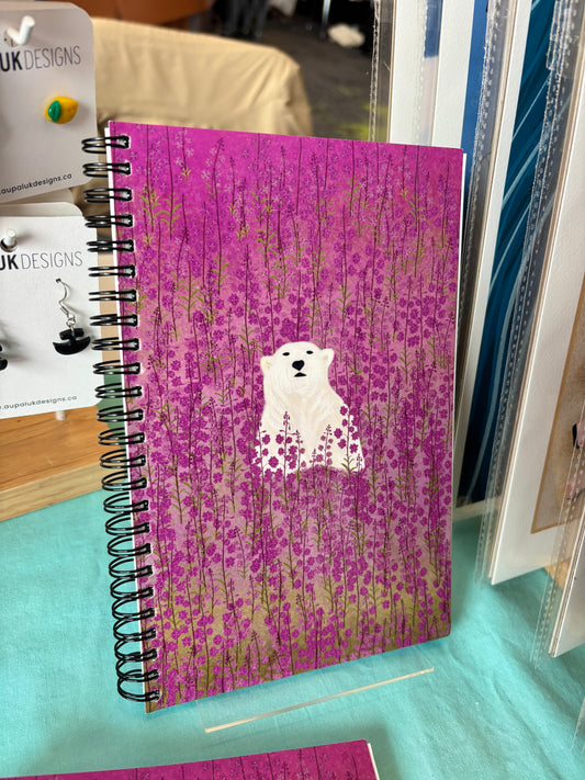 Polar Bear in Fireweed Spiral Notebook