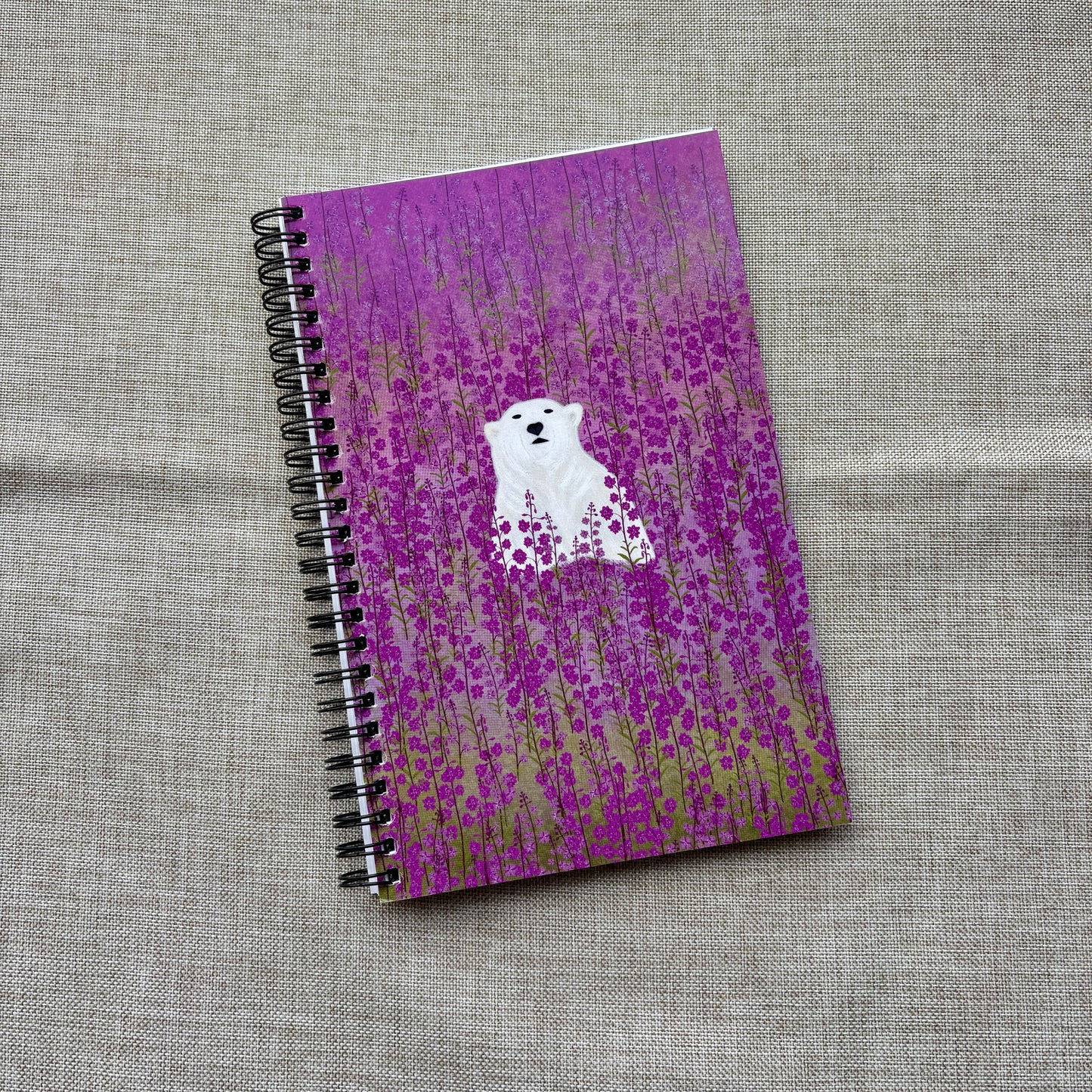 Polar Bear in Fireweed Spiral Notebook