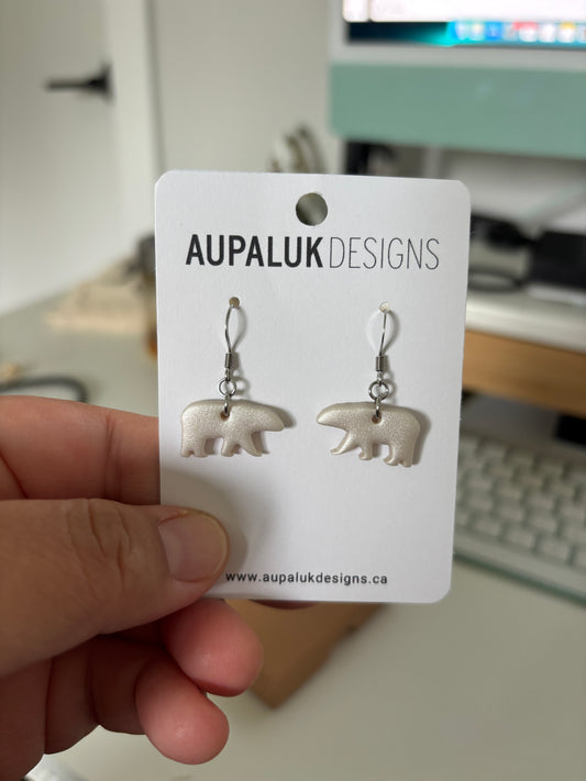 Polar Bear Drop Earrings, Pearl